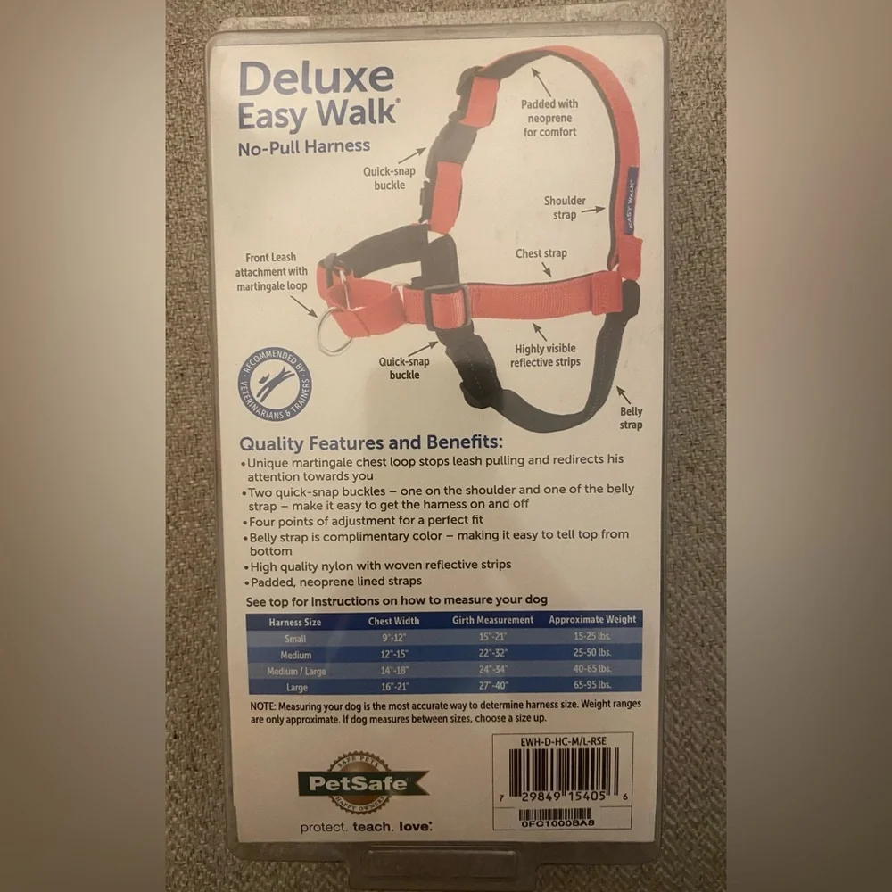 PetSafe, Easy Walk Deluxe Dog Harness, No Pull Dog Harness – Medium/Large, Rose